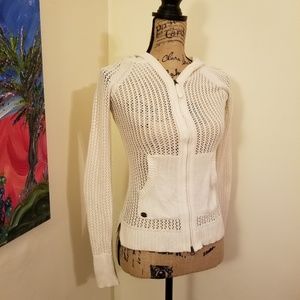 Athleta Cotton crochet zip hoodie